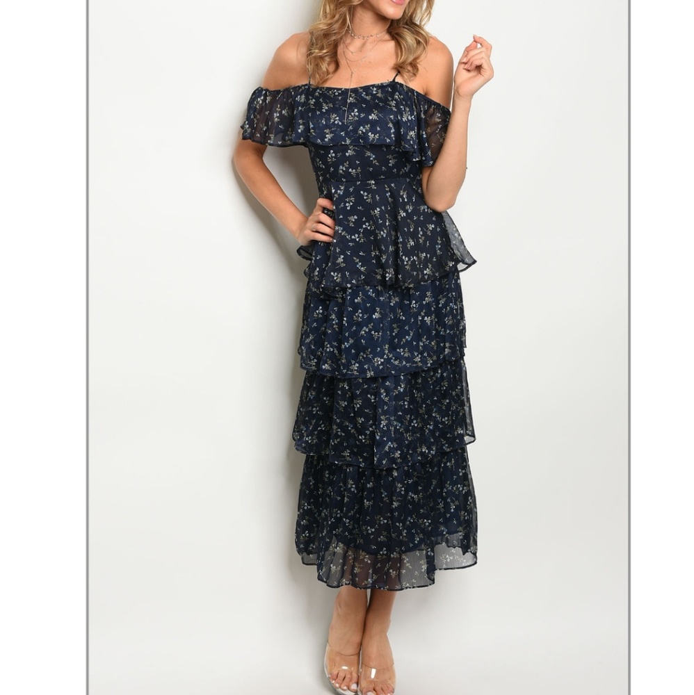 🌿New! Floral ruffled maxi dress.-101 - Picture 3 of 5